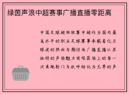 绿茵声浪中超赛事广播直播零距离